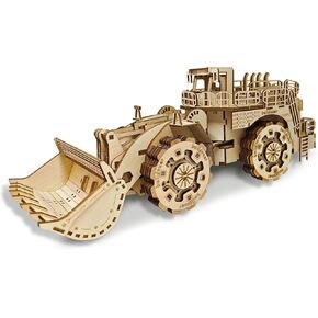 3D Wooden Jigsaw Puzzle - Mechanical Car Model - Build Your Own Vehicle Kit - Brain Teaser Toy - Best Gifts for Adults and Teens on Birthday/Christmas (Bulldozer)