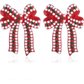 Christmas Earrings Merry Christmas Tree Bow Light Bulb Candy Cane Gingerbread Man Xmas Ornament Dangle Drop Earrings Holiday Festive Jewelry for Women