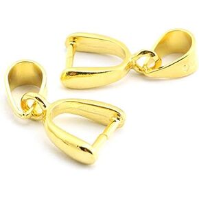 2pcs 925 Sterling Silver Pendant Bail Connector Pinch Clasp for Necklace DIY Jewelry Craft Making Handmade Beading Fittings Accessories Gold