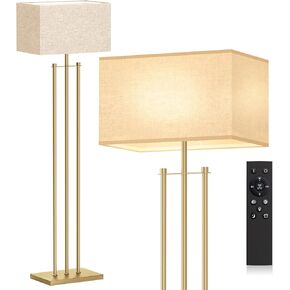 addlon Floor Lamps for Living Room with Remote, Modern Standing lamp with Linen Shade, Decorative Simple Design Floor Lamps for Bedroom and Office - Gold