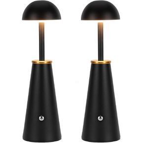2Pack Cordless Table Lamp, Portable LED Desk Lamp, 4000mAh Battery Operated IP54 Waterproof Outdoor Table Lamps, 3 Color Stepless Dimming Battery Powered Lamp for Kitchen/Bar/Restaurant