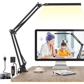 LED Desk Lamp, Desk Light for Home Office, Adjustable Table Lamp with Clamp, 3 Color Modes 10 Brightness Levels LED Lamp with Memory Function