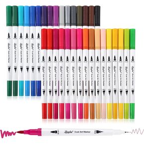 Dual Tip Art Markers Pens for Kids Adult Coloring Books Artist Fine and Brush Tip Colored Pens Water-color Pens for Journaling Note Taking Writing Planning Art Project