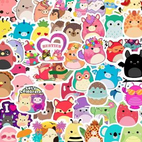 50Pcs Cute Animal Stickers, Kwaii Animal Waterproof Vinyl Stickers for Guitar Bike Skateboard Luggage Phone Aesthetic Decals Gift for Kids Teen Birthday Party