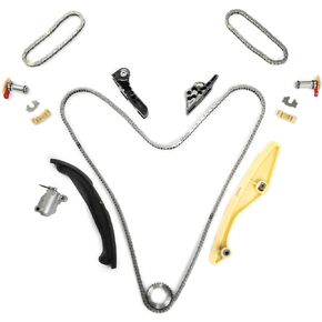 Engine Timing Chain Kit with Tensioner & Guide Compatible with Ford Edge F-150 Explorer Flex Mustang Taurus, for Lincoln MKS MKX MKZ V6 3.5L 3.7L DOHC, AT4Z6K297B, AT4Z6K297A