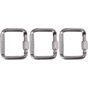 ifundom 3pcs Stainless Steel Square Quick Link Heavy Duty Locking Clip Buckle for Carabiner Hammock Camping Outdoor Equipment