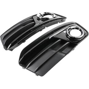AUTOKAY Front Bumper Lower Fog Light Cover Grill Grilles Insert for Audi Q5 2013-2017 Pair Glossy Black ABS Lamp Bezels Side Grille LH RH Set 8R0807681M 8R0807682J