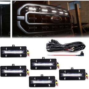 5 قطع من مصابيح شبكة LED تناسب F-ord F150 2021 2022 2023 XL/XLT/XLT Sport، مصابيح شبكية أصلية من العنبر، مجموعة ملحقات أضواء الجري لتزيين الشواية - ضوء كهرماني in Kuwait