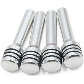 4 Pcs M4 Thread Silver Tone Metal Front Rear Door Lock Knob Cover for Car Interior Durable Material Replacement