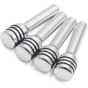 4 Pcs M4 Thread Silver Tone Metal Front Rear Door Lock Knob Cover for Car Interior Durable Material