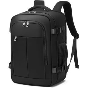 Travel Laptop Backpack, Carry on Backpack, 15.6 Inch Durable Business Work Bag with USB Port, Water Resistant Rucksack Book Computer Bag Gifts for Women Men, Black