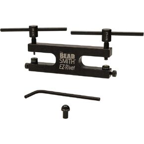 The Beadsmith EZ Rivet - Piercing and Setting Tool - Includes 1/16" T-bar Screws - Pierces Metal and Sets Rivets and Eyelets - Domed Base for Use with Rings - Ideal for Sheet Metal Up to 18 Gauge