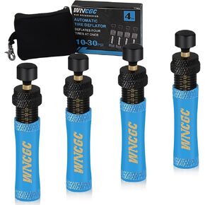 4 Pcs Adjustable Tire Deflator Kit Air Down Tire Deflators 10-30 PSI Offroad Accessories for Jeep, Truck, SUV, ATV Automatic Tire Deflators Valve with Storage Bag (Blue)