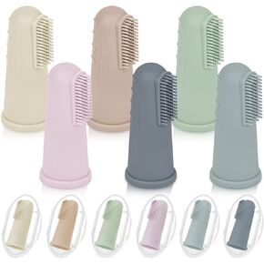 Baby Toothbrush Set, 6 Pcs Soft Infant Finger Toothbrush with 6 Boxes, Newborns Toddler Silicone Baby Tooth Brush 0-6 Months 6-12 Months