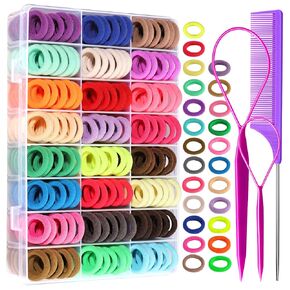 Baby Hair Ties 24 Colors, YGDZ 280 PCS Cotton Toddler Hair Ties, Elastics Hair bands with Organizer Box, Seamless Small Hair Bands, Soft Mini Ponytail Holders, Hair Accessories for Girls, Baby, Kids