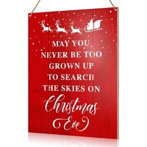 UDNADKEX Christmas Decorations Hanging Sign, Christmas Decor Farmhouse Holiday Decorations Xmas Wooden Wall Sign, May You Never Be Too Grown Up to Search The Skies