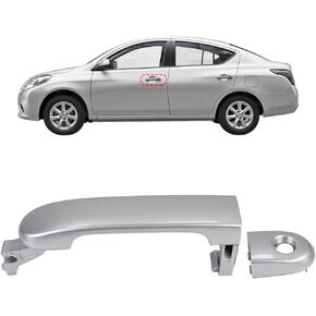 مقبض باب خارجي من COOL STAR مزود بفتحة مفتاح متوافق مع Nissan Versa 2007-2011 Tiida 2007-2012 يستبدل 82641EL12A N1310130 جانب السائق الأيسر الأمامي فضي