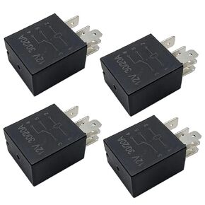 DEVMO 4pcs 30A Starter Relay,5 Pin 12V Relay,Multi-Purpose Automotive Relay Black Starter Relay Car Heavy Duty Standard Relay