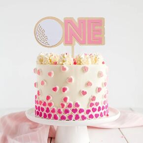 Golf First Birthday Cake Topper,Hole in One First Birthday Cake decoration,Golf Party First Birthday Cake Decorations,Golf motion Theme Baby Shower Boys Girls 1st Birthday Party Supplies (Wooden)