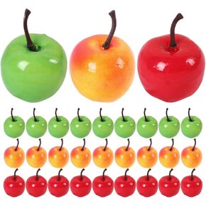 LOGOFUN 30pcs Mini Artificial Fruit Fake Small Apples Simulation Apples Model Mini Foams Apples Prop Model Realistic Fruit Photo Prop for Shopwindow Display