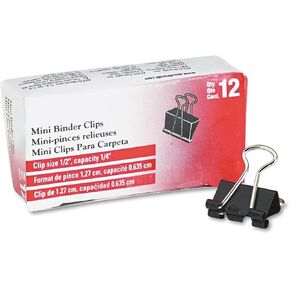 KUJOBUY Pack of Mini Binder Clips 1/2"" Black 12/Box 12 PCS Office Black Mini Clips Ideal for Reuse Binder Clips Medium Mini Binder Clips Office Clips Paper Clip in Kuwait