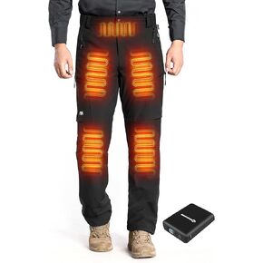 Heated Pants for Men, with 12V/20000mAh Battery, 5-Zone Heating Softshell Outdoor Trousers Hiking Pants