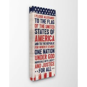 Stupell Industries Pledge of Allegiance Red White and Blue Flag Banner Canvas Wall Art, 10 x 24, Multi-Color