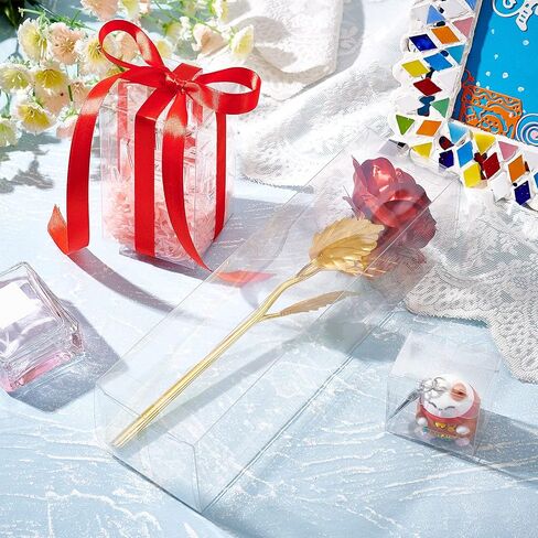 BENECREAT 30PCS 2.3x2.3x4 Film Covered Clear Plastic Party Favor Box for Wedding Party Decor, Choclates, Candy Cookies Favors, Mother's Day Festival Gift Packaging in Saudi Arabia