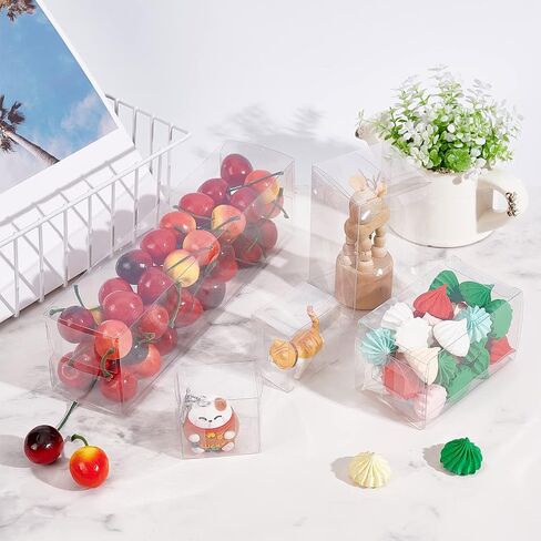 BENECREAT 30PCS 2.3x2.3x4 Film Covered Clear Plastic Party Favor Box for Wedding Party Decor, Choclates, Candy Cookies Favors, Mother's Day Festival Gift Packaging in Saudi Arabia