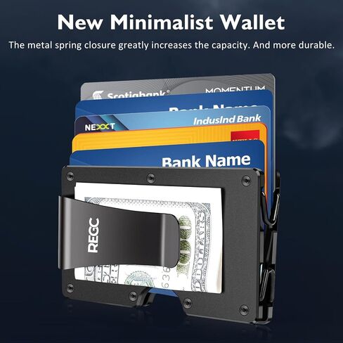 Carbon Fiber Wallet, Metal Money Clip Wallet, RFID Blocking Minimalist Wallet for Men Slim Aluminum Holder Pocket Cash Credit Card Holder in Saudi Arabia