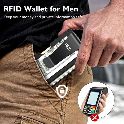 Carbon Fiber Wallet, Metal Money Clip Wallet, RFID Blocking Minimalist Wallet for Men Slim Aluminum Holder Pocket Cash Credit Card Holder in Saudi Arabia