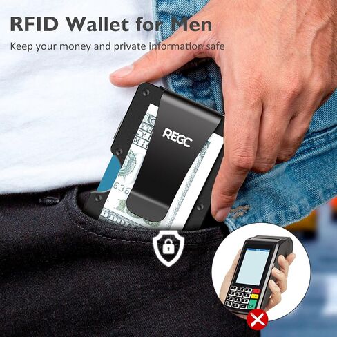 Carbon Fiber Wallet, Metal Money Clip Wallet, RFID Blocking Minimalist Wallet for Men Slim Aluminum Holder Pocket Cash Credit Card Holder in Saudi Arabia