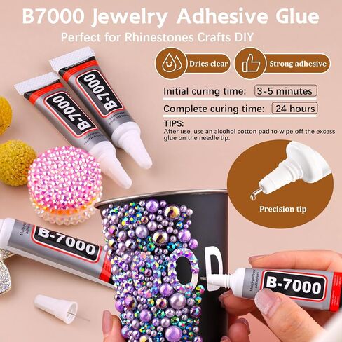 9000PCS Flatback Pearls and Rhinestones for Crafting, Pink White 3-10mm Resin Rhinestones and Half Pearls for Bedazzling, Nail Art and Dec with 3pcs B7000 Jewelry Glue, Tweezer and Pickup Pencil in Saudi Arabia