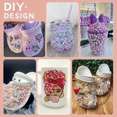 9000PCS Flatback Pearls and Rhinestones for Crafting, Pink White 3-10mm Resin Rhinestones and Half Pearls for Bedazzling, Nail Art and Dec with 3pcs B7000 Jewelry Glue, Tweezer and Pickup Pencil in Saudi Arabia