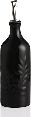 Sweejar Ceramic Olive Oil Dispenser Bottle, 20 Oz Relief Opaque Oil Cruet Protects Oil To Reduce Oxidation, Suitable for Storage Oil, Vinegar, Soy Sauce, Coffee Syrup, Liquids, Pack of 1 (Black) in Kuwait