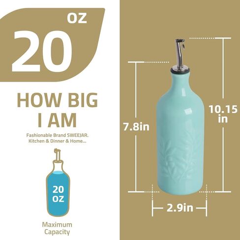 Sweejar Ceramic Olive Oil Dispenser Bottle, 20 Oz Relief Opaque Oil Cruet Protects Oil To Reduce Oxidation, Suitable for Storage Oil, Vinegar, Soy Sauce, Coffee Syrup, Liquids, Pack of 1 (Black) in Kuwait