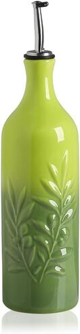 Sweejar Ceramic Olive Oil Dispenser Bottle, 20 Oz Relief Opaque Oil Cruet Protects Oil To Reduce Oxidation, Suitable for Storage Oil, Vinegar, Soy Sauce, Coffee Syrup, Liquids, Pack of 1 (Black) in Kuwait