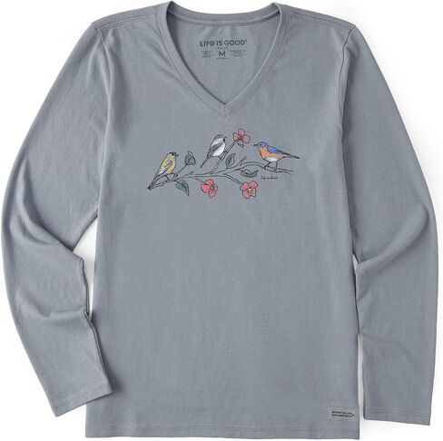 Life is Good. Women's Dreamy Three Birds LS Crusher-LITE Vee, Stone Blue, X-Large in Saudi Arabia