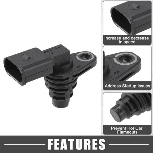 Camshaft Position Sensor No.030907601E Engine Crankshaft Position Sensor for Volkswagen Atlas 2018-2021 ABS Black in Saudi Arabia
