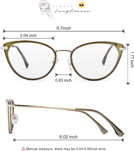 Sumato Oversized Cat Eye Blue Light Glasses Frame with Non-prescription Clear Lenses Eyewear for Women Men in Saudi Arabia