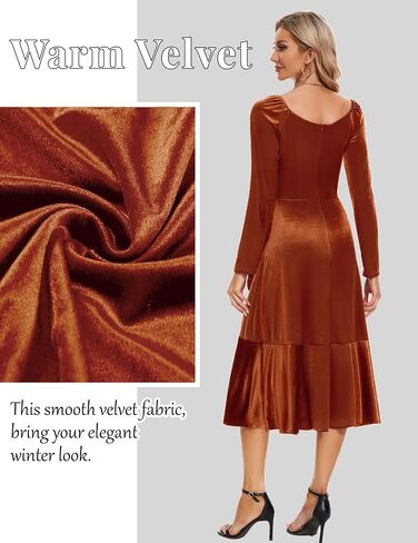 Wedtrend Women's Velvet Dress Long Sleeve Wedding Guest Dress Bodycon Slit Cocktail Party Dress in Kuwait