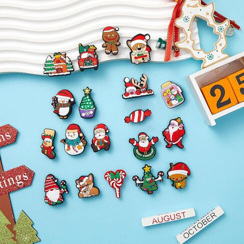 30,50,100 pcs Christmas Shoe Charms Fit for Clog Wristband Bracelet Decoration Santa Claus Pins Accessories for Women Men Kids Boy Girl Adult Birthday Christmas Party Favor Gifts in Saudi Arabia