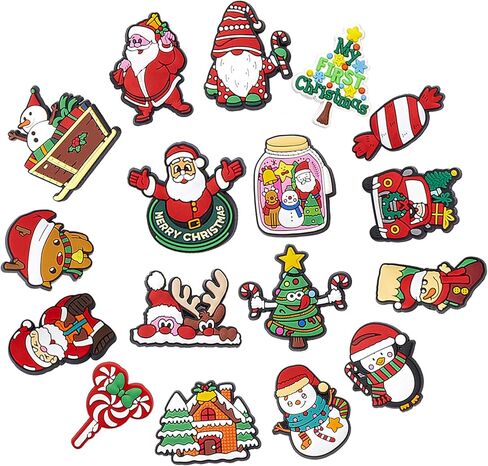 30,50,100 pcs Christmas Shoe Charms Fit for Clog Wristband Bracelet Decoration Santa Claus Pins Accessories for Women Men Kids Boy Girl Adult Birthday Christmas Party Favor Gifts in Saudi Arabia