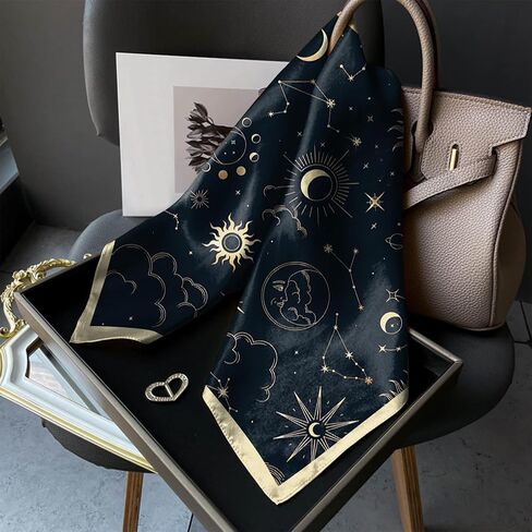 Scarf Silk Feeling Square Satin Head Hair Wrap 27.5 Inches Large Headwear Fashion Aesthetic Cute Decoration for Women Girls in Kuwait