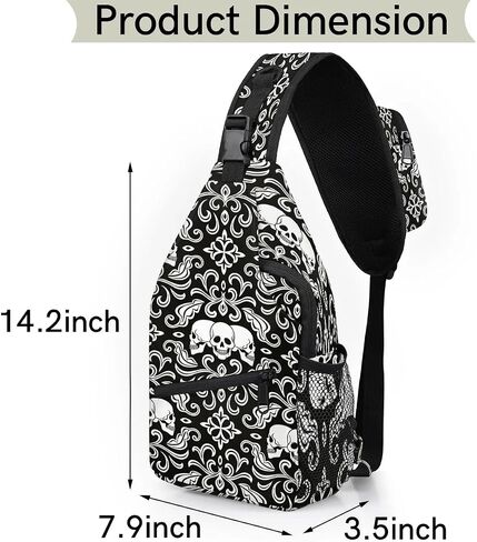 Skull Sling Bag for Women Men Goth Crossbody Shoulder Bags for Women Hiking Chest Daypack Gothic One Strap Sling Backpack Waterproof Travel Sling Bags Black in Saudi Arabia