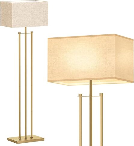 addlon Floor Lamps for Living Room with Remote, Modern Standing lamp with Linen Shade, Decorative Simple Design Floor Lamps for Bedroom and Office - Gold in Saudi Arabia