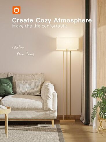 addlon Floor Lamps for Living Room with Remote, Modern Standing lamp with Linen Shade, Decorative Simple Design Floor Lamps for Bedroom and Office - Gold in Saudi Arabia