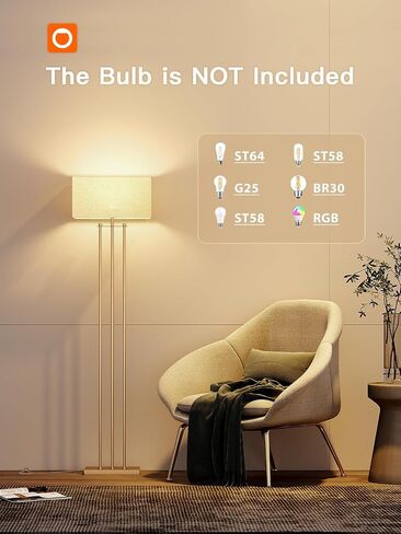 addlon Floor Lamps for Living Room with Remote, Modern Standing lamp with Linen Shade, Decorative Simple Design Floor Lamps for Bedroom and Office - Gold in Saudi Arabia