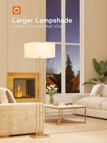addlon Floor Lamps for Living Room with Remote, Modern Standing lamp with Linen Shade, Decorative Simple Design Floor Lamps for Bedroom and Office - Gold in Saudi Arabia