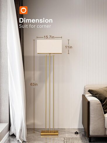 addlon Floor Lamps for Living Room with Remote, Modern Standing lamp with Linen Shade, Decorative Simple Design Floor Lamps for Bedroom and Office - Gold in Saudi Arabia